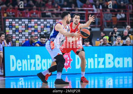 22 VASILIJE MICIC von Anadolu Efes während des Euroleague Runde 23, Match zwischen Olympiacos Piraeus und Anadolu Efes im Friedens- und Freundschaftsstadion o Stockfoto