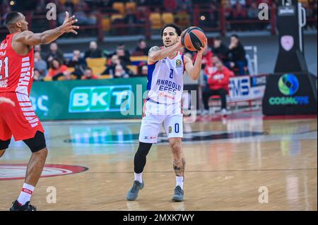 Piräus, Griechenland. 03. Februar 2023. 0 SHANE LARKIN von Anadolu Efes während der Euroleague-Runde 23, Spiel zwischen Olympiacos Piraeus und Anadolu Efes im Friedens- und Freundschaftsstadion am 3. Februar 2023 in Athen, Griechenland. Kredit: Unabhängige Fotoagentur/Alamy Live News Stockfoto