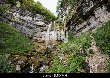 Cascades du Hérisson, Champagnole, Departement Jura, Bourgogne-Franche-Comté, Jura, Frankreich, Europa Stockfoto