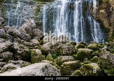 Cascades du Hérisson, Champagnole, Departement Jura, Bourgogne-Franche-Comté, Jura, Frankreich, Europa Stockfoto