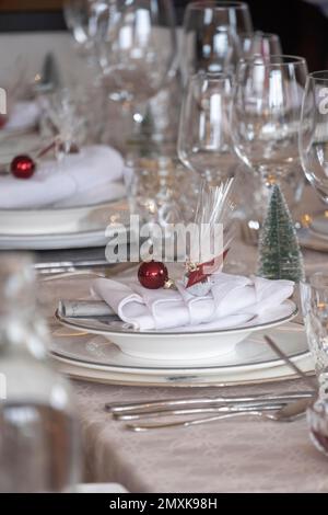 Festlich dekorierter Tisch, Weihnachten Bayern, Deutschland, Europa Stockfoto