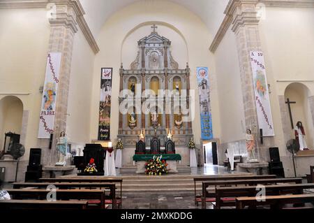 Altarbereich, Kathedrale San Idelfonso am Plaza Mayor, Merida, Yucatan, Mexiko, Mittelamerika Stockfoto