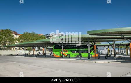 Zentraler Busbahnhof, Flixbus Bus, Messedamm, Westend, Charlottenburg, Berlin, Deutschland, Europa Stockfoto