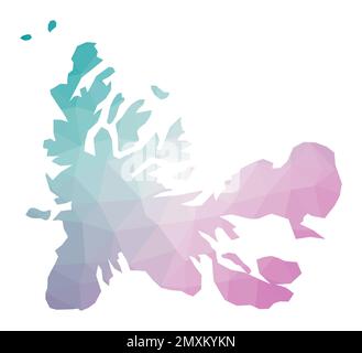 Polygonale Darstellung der TAAF. Geometrische Darstellung des Landes in Smaragd- und Amethystfarben. TAAF-Map in Low Poly-Ausführung. Stock Vektor