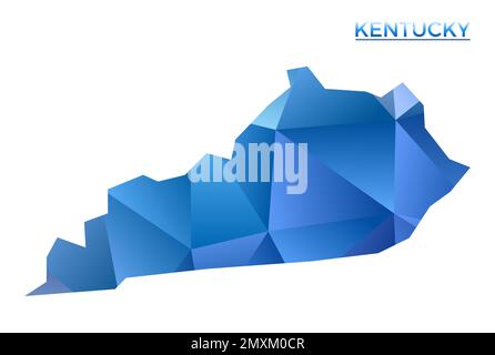 Polygonale Vektorkarte von Kentucky. Lebendiges geometrisches US-Design mit niedrigem Poly-Stil. Stilvolle Illustration für Ihre Infografiken. Technologie, Internet, Netzwerk Stock Vektor