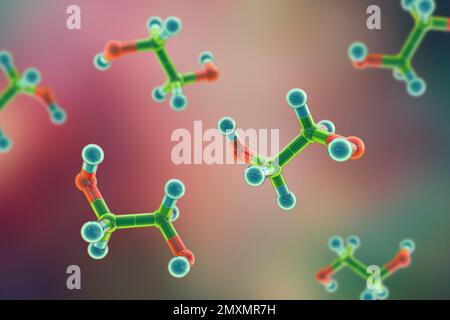 Ethylenglykol-Molekül, Illustration Stockfoto