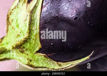 Eine Draufsicht Nahaufnahme von Brinjal, auch Aubergine genannt Stockfoto