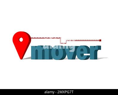 Umzugsdienst. Abbildung: Ortssymbol auf weißem Hintergrund Stockfoto