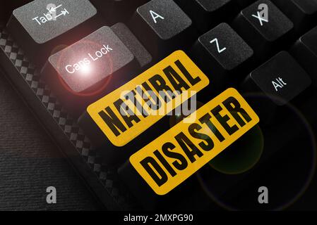 Textüberschrift Presentoring Natural Disaster. Betriebsüberblick im Lauf der Natur und aus natürlichen Ursachen Stockfoto