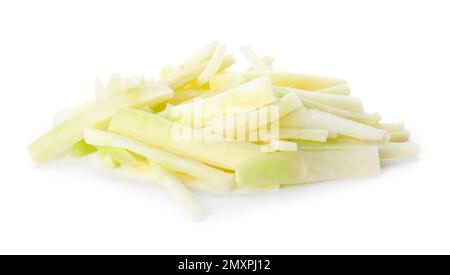 Leckere rohe Karottenstäbchen, isoliert auf Weiß Stockfoto
