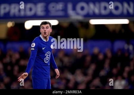 Chelsea's Mason Mount während des Premier League-Spiels auf der Stamford Bridge, London. Foto: Freitag, 3. Februar 2023. Stockfoto