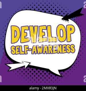 Textunterschrift „entwickeln der Selbstwahrnehmung“. Geschäftsansatz verbessern die deutliche Realisierung der eigenen Persönlichkeit Stockfoto
