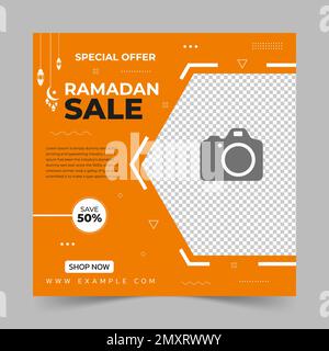 Bearbeitbares Banner für Ramadan-Verkäufe in sozialen Medien - Postvorlage mit Hintergrund Stock Vektor