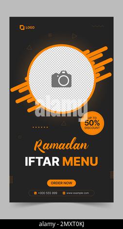 Editierbares Iftar-Menü für Ramadan-Verkäufe in sozialen Medien – Textvorlage Stock Vektor