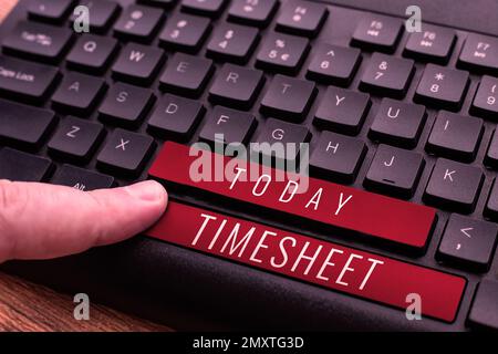 Handschriftliches Schild Stundennachweis. Grafische Darstellung des Geschäftskonzepts der Periodenzeit, in der Ereignisse markiert werden Stockfoto