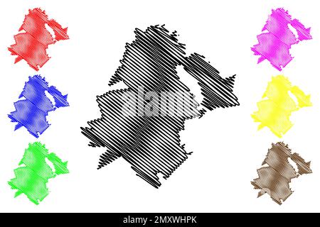 Nuevo ideal Gemeinde (Estado Libre y Soberano de Durango, Mexiko, Vereinigte mexikanische Staaten) Kartenvektordarstellung, Skizze Nuevo ideal Karte Stock Vektor