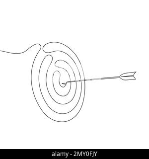 Kontinuierliches Pfeilmuster in der Mitte des Ziels. Ziel mit einer Hand gezeichnet. Vektordarstellung Stock Vektor