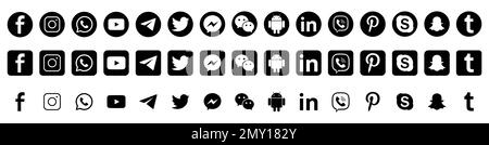 Vinnytsia, Ukraine - 22. Januar 2023. Sammlung beliebter Social-Media-Logos. Tumblr, Facebook, Instagram, Pinterest, Twitter, Snapchat. Realistisch e Stock Vektor