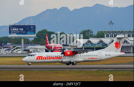 Langkawi, Malaysia - 30. März 2019. 9M-LMG Batik Air Malaysia ATR 72-600 Rolling am Flughafen Langkawi. Auf Langkawi findet jede zwei Yen eine große Flugschau statt Stockfoto