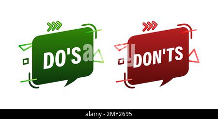 DOS- und Donts-Zeichen. Gutes und schlechtes Symbol. Positives und negatives Vorzeichen. Stock Vektor