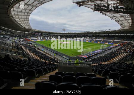 Hull, UK. 04. Februar 2023. Allgemeiner Blick in das MKM Stadium vor dem Sky Bet Championship-Spiel Hull City vs Cardiff City im MKM Stadium, Hull, Großbritannien, 4. Februar 2023 (Foto von James Heaton/News Images) in Hull, Großbritannien, am 2./4. Februar 2023. (Foto: James Heaton/News Images/Sipa USA) Guthaben: SIPA USA/Alamy Live News Stockfoto