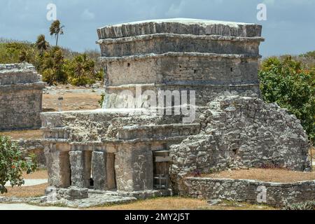 Der antike Maya-Tempel der Fresken, Tulum, Halbinsel Yucatán, Mexiko Stockfoto