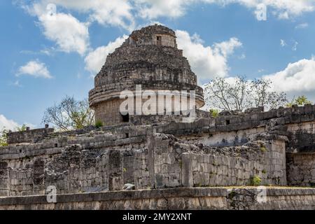 El Caracol (die Schnecke) Observatorium in Chichén Itzá, Yucatán, Mexiko Stockfoto