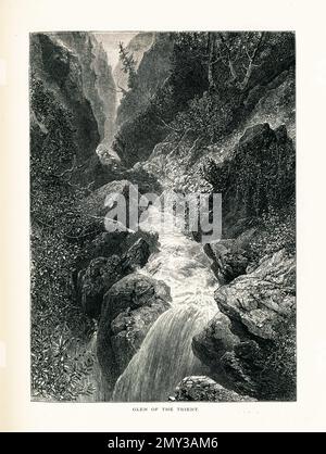 Antike Darstellung einer glen des Trient im Kanton Wallis in der Schweiz. Gravur im malerischen Europa, Vol. III (Kassel Stockfoto