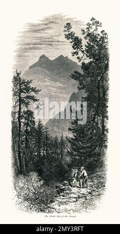 Antike Gravur auf der Nordseite des Gemmi Pass, der Leukerbad mit Kandersteg in der Schweiz verbindet. Illustration im malerischen Europa, Vol Stockfoto