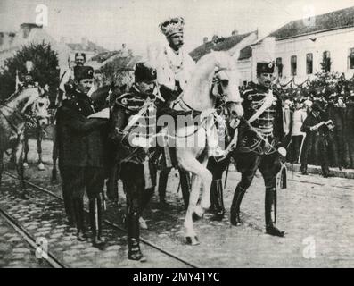 König von Serbien Peter I. kurz nach der Krönungszeremonie, Belgrad, Serbien 1903 Stockfoto