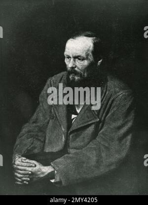 Porträt des russischen Schriftstellers, Schriftstellers, Essayisten und Journalisten Fjodor Michailowitsch Dostojewski, 1870er Stockfoto