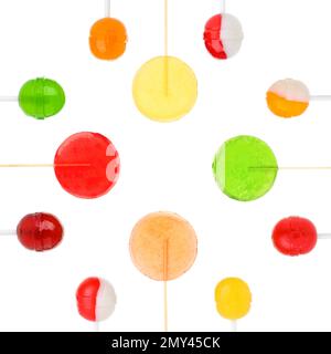 Ein Set köstlicher Süßigkeiten auf weißem Hintergrund Stockfoto