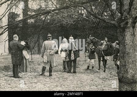 Das letzte Treffen zwischen deutschem Staatsmann und Diplomaten Otto von Bismarck und deutschem Kaiser Wilhelm II 1890er Stockfoto