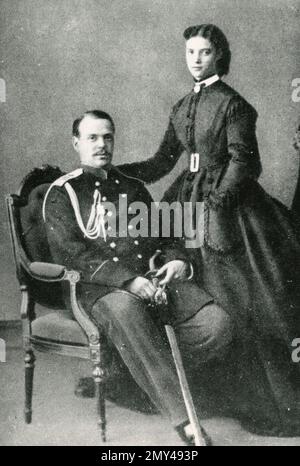 Russischer Kaiser Alexander III. Und seine Tochter Großherzogin Olga Alexandrowna, Russland 1890er Stockfoto