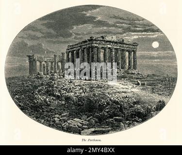 Antike Gravur des Parthenon, einem Tempel der griechischen Göttin Athena in Athen, Griechenland. Illustration veröffentlicht im malerischen Europa, Vol. V (Kass Stockfoto