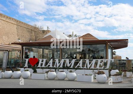 Ich liebe Hammamet-Schild in Tunesien Stockfoto