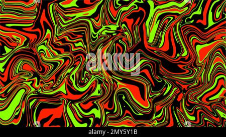 Maskulines, abstraktes, geschwungenes Marmordesign. Rot auf schwarzer Acrylfarbe Stock Vektor