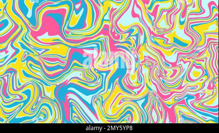 Vorlage für abstrakten Marmorhintergrund mit farbenfrohem Regenbogen. Ölfarbe glatt gebogen. Stock Vektor