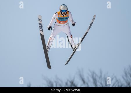 Willingen, Deutschland. 04. Februar 2023. Skispringen, Skispringen: Weltmeisterschaft, großer Hügel, Männer. Halvor Egner Granerud aus Norwegen in Aktion. Kredit: Swen Pförtner/dpa/Alamy Live News Stockfoto