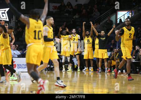 Februar 1 2023, London Ontario Kanada, die Windsor Spitfire besiegen den London Lightning 105-104. London Lightning. Luke Durda/Alamy Stockfoto