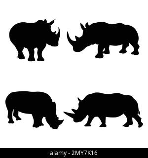 Silhouette von Rhinozeros auf weißem Hintergrund Stock Vektor