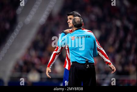 Madrid, Spanien. 04. Februar 2023. 04. Februar 2023; Civitas Metropolitano Stadium, Madrid, Spanien: La Liga Santander Football, Club Atletico de Madrid vs Getafe. Morata 900/Cordon Press Kredit: CORDON PRESS/Alamy Live News Stockfoto