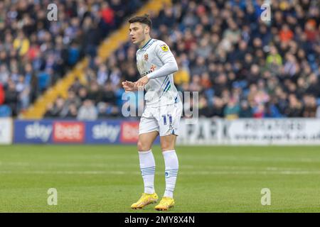 Stockport, Großbritannien. 4. Februar 2023 Josh Hawkes #11 von Tranmere Rovers während des Sky Bet League 2 Spiels Stockport County vs Tranmere Rovers im Edgeley Park, Stockport, Großbritannien, 4. Februar 2023 (Foto: Phil Bryan/Alamy Live News) Stockfoto