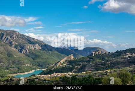 Blick vom Schloss Guadalest, Spanien Stockfoto