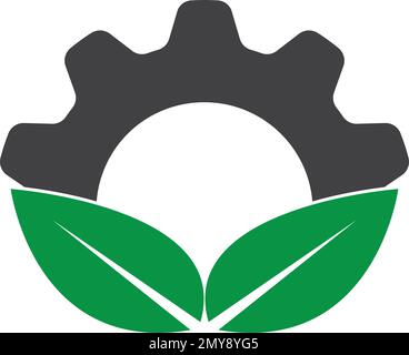 Vorlage für Vektorsymbole für das Zahnradblatt-Logo Stock Vektor
