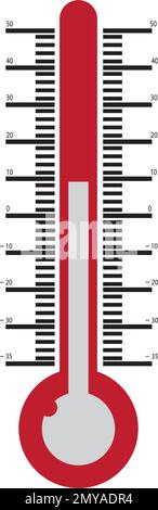 Thermometersymbol mit verschiedenen Zonen. Vektorbild isoliert auf weißem Hintergrund Stock Vektor