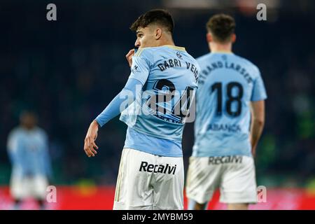 Gabri Veiga von RC Celta de Vigo während des Spiels La Liga, Date 20, zwischen Real Betis und RC Celta spielte am 04. Februar 2023 im Benito Villamarin Stadion in Sevilla, Spanien. (Foto: Antonio Pozo / PRESSIN) Stockfoto