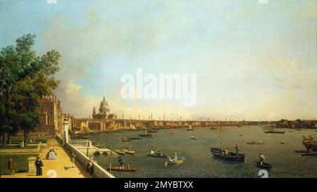 London: Die Themse von der Somerset House Terrace in Richtung City. Canaletto. 1750-51. Stockfoto
