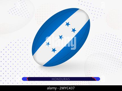 Rugby-Ball mit der Flagge von Honduras drauf. Ausrüstung für das Rugby-Team von Honduras. Vektorsport-Illustration. Stock Vektor