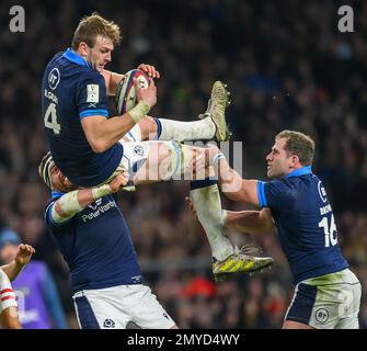 04. Januar 2023 - England gegen Schottland - Guinness Six Nations - Twickenham Stadium Schottlands Richie Gray während des Spiels der sechs Nationen gegen England. Bild : Mark Pain / Alamy Live News Stockfoto